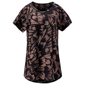 CAbi Tate Feather Top Tunic 3433 Short Sleeve‎ Cuff Flowy Oversized Black Pink M